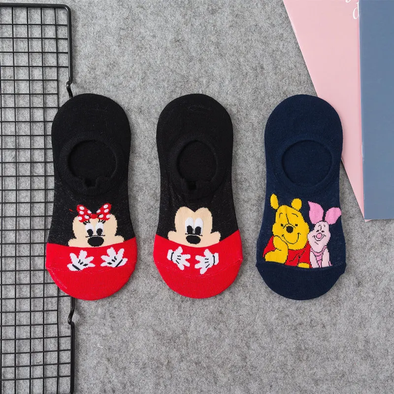 Women Cartoon Animal Mickey socks cute Kawaii ankle Donald Duck Socks invisible Silicone slip Socks girl Cotton boat sock