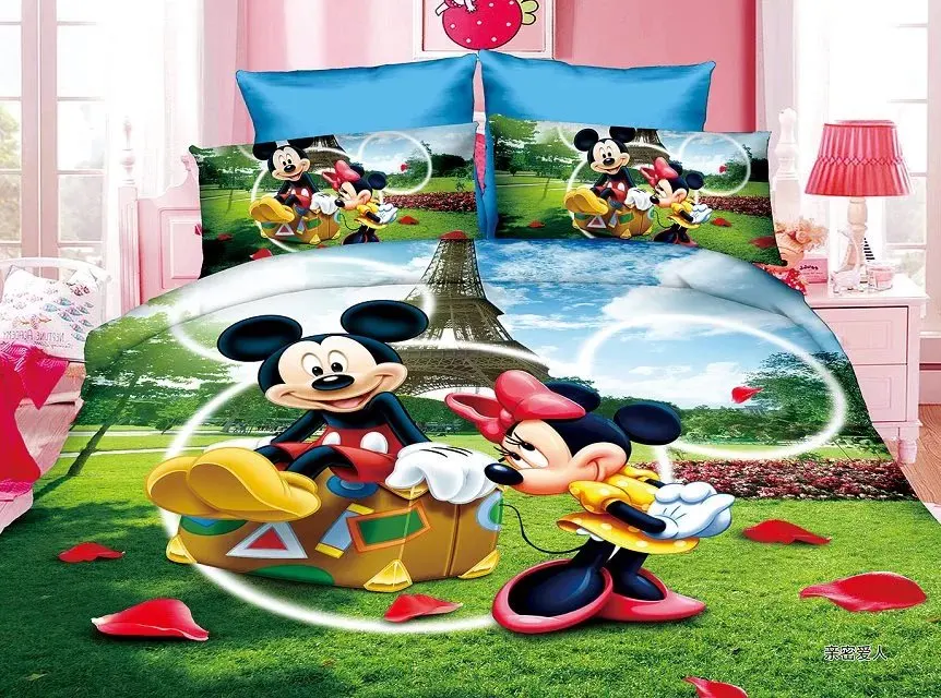 mickey 2 Новая модель: эсла Анна Bella комплекты постельного белья для принцессы "Человек-паук" Запутанная история постельное белье пододеяльник, наволочки для подушек, Flatsheet для мальчиков и девочек - Цвет: mickey 2