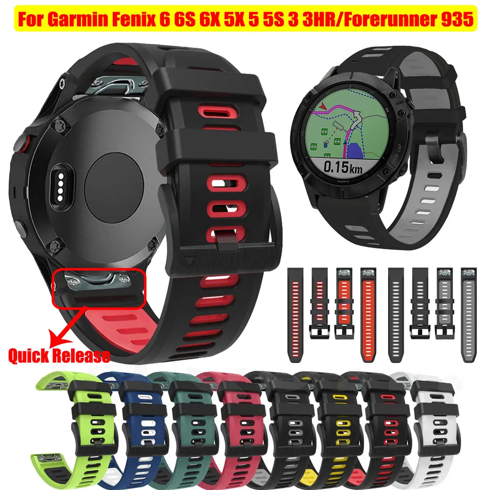 

LYQSTA 26 22mm Silicone Band For Garmin Fenix 6 5 6X 6X Pro 5 5X Plus/Forerunner 935 945 3 HR Quick Release Easy fit Watch Strap