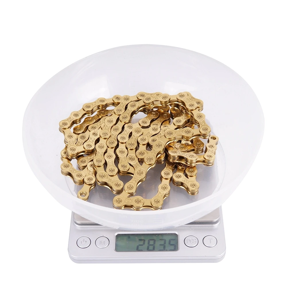 

ZTTO 9 Speed Chain RoadMTB Mountain Bike Titanium Nitride Coated Gold Compatible Road Bike Parts K7Chain length: 116 links