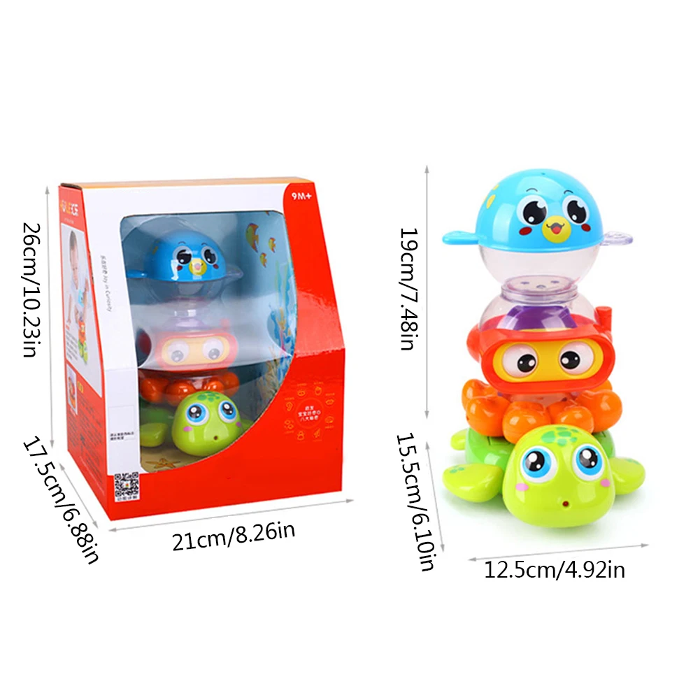 

Baby Bath Toys Animal Cute Cartoon Stacking Cup Toy Swimming Pool Toys Children Bathing Shower Spray Water Bath Toys Summer Gift