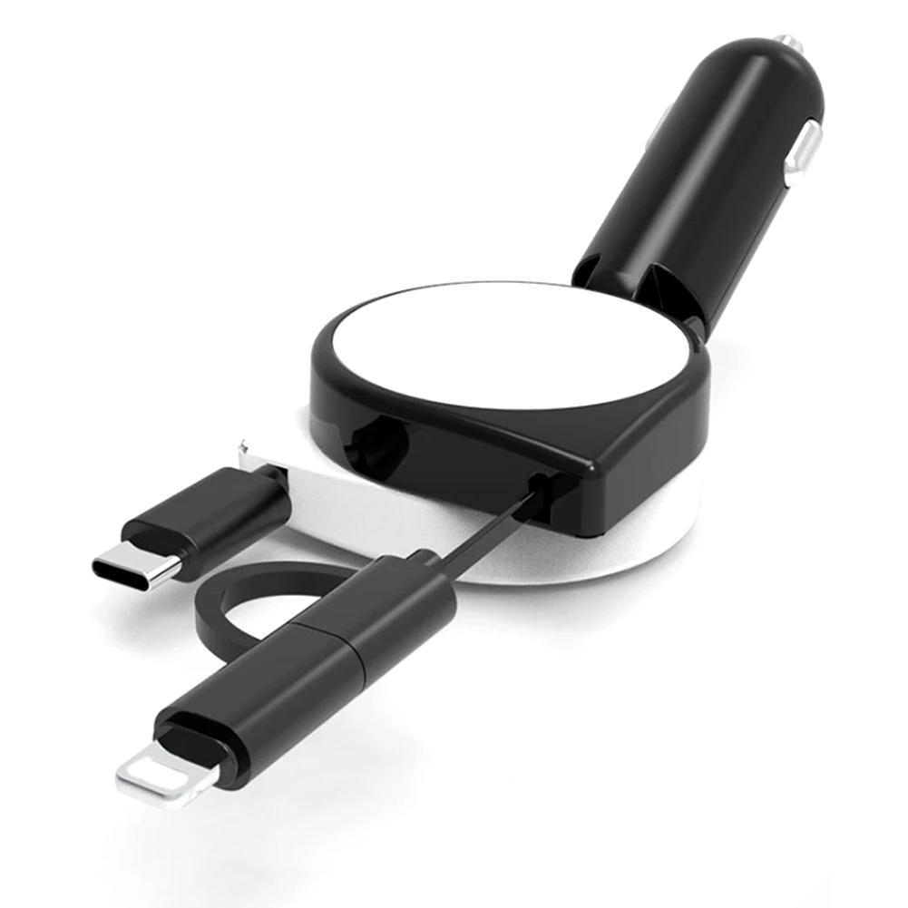 Автомобильное зарядное устройство Quick Charge 3 1 а с двойным выдвижным кабелем