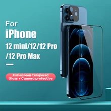NILLKIN For iPhone 13 Pro Max Glass 2-in-1 HD Full Tempered Glass Anti-Scratch Camera Screen Protector For iPhone 12/12 Pro