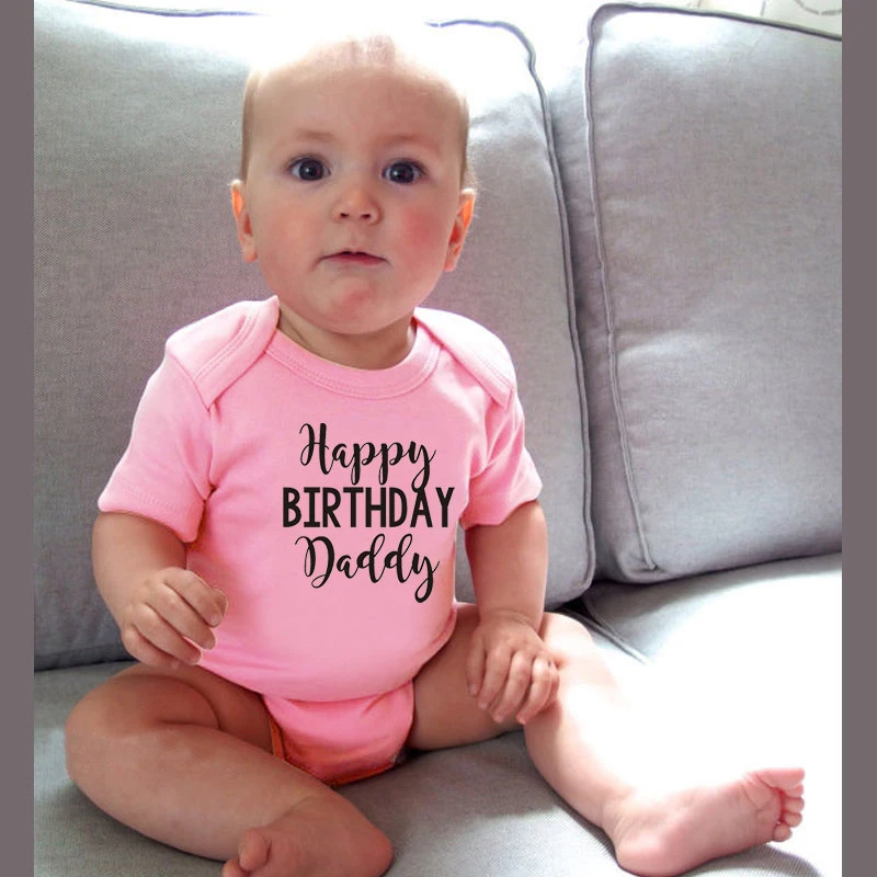 Детское хлопковое боди с коротким рукавом и надписью Happy Birthday|Боди для малышек| |