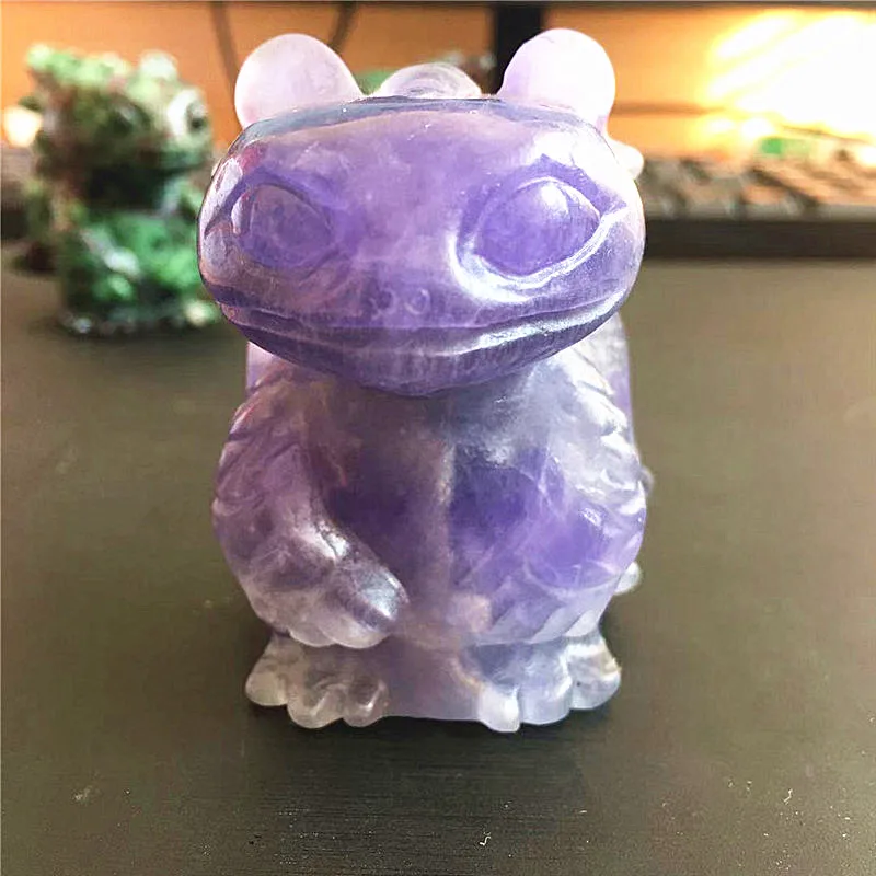 

Натуральный Радужный рубиновый флюорит, резной кристалл, животные, ремесла, Беззубик дракона