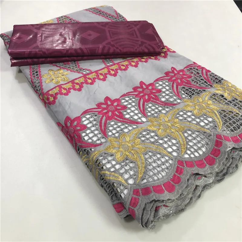 Цветочный узор Африканский базин богатый Brode ткань с швейцарской