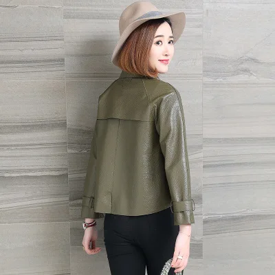 MEWE Women Spring Genuine Real Sheep Leather Jacket R38