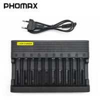 phomax 10 slot 4 2v led smart display light fast charge eu imr li ion 18650 17650 22650 rechargeable battery charger