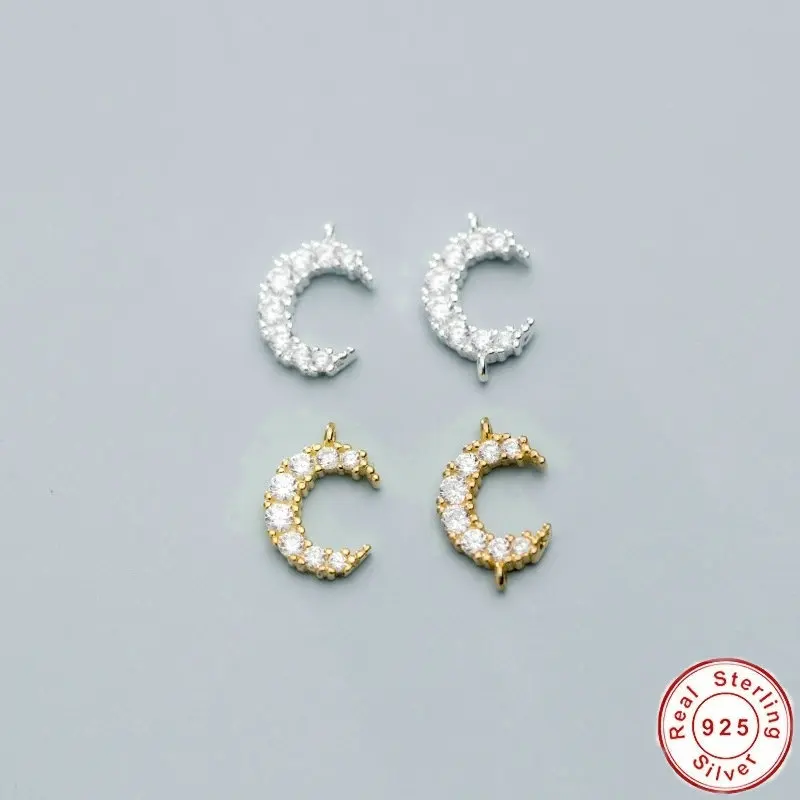 

8.5*10.5mm 925 Sterling Silver Zircon Moon Shape Charm for DIY Jewelry Making Fine Jewelry Finding Accessories