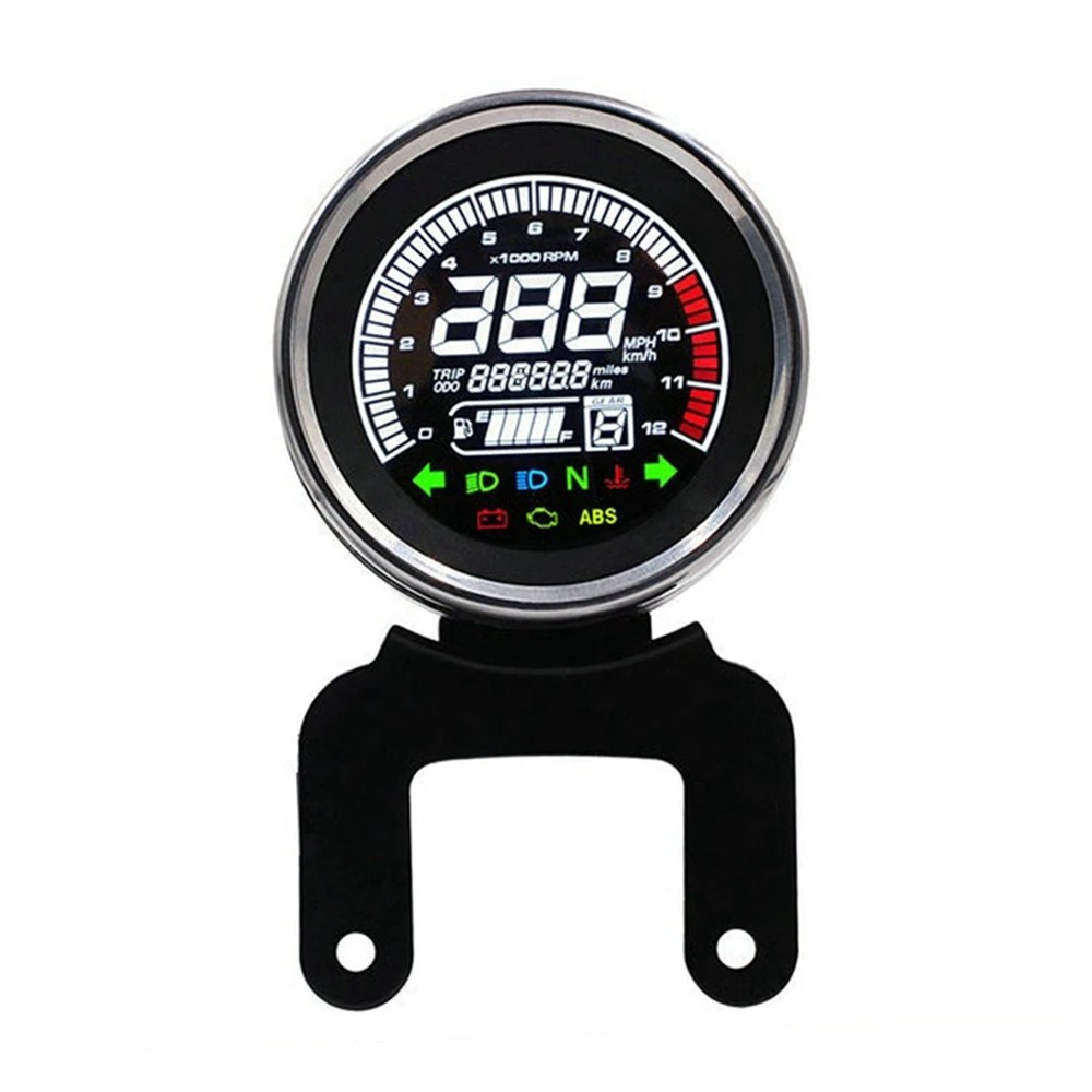 

Multi-functional Gauges Instruments Motorcycle Digital Odometer Tachometer Fuel Level Speed Meter Indicator Led Round