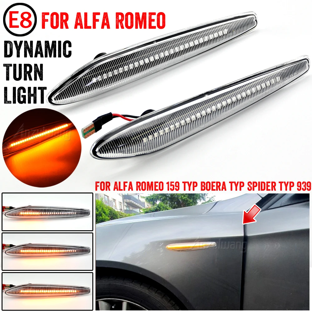 

2Pcs Dynamic Led Side Marker Turn Signal Light Sequential Blinker Lamps For Alfa Romeo 159 Sportwagon Boera Spider Typ 939