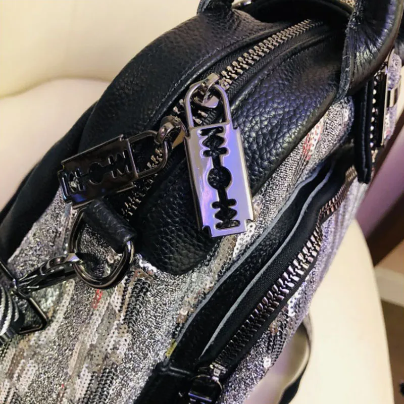

Female Microfiber Synthetic Leather Handbag Tote Women Design Tide Fashion A Main Shoulder Shiny Messenger Bag