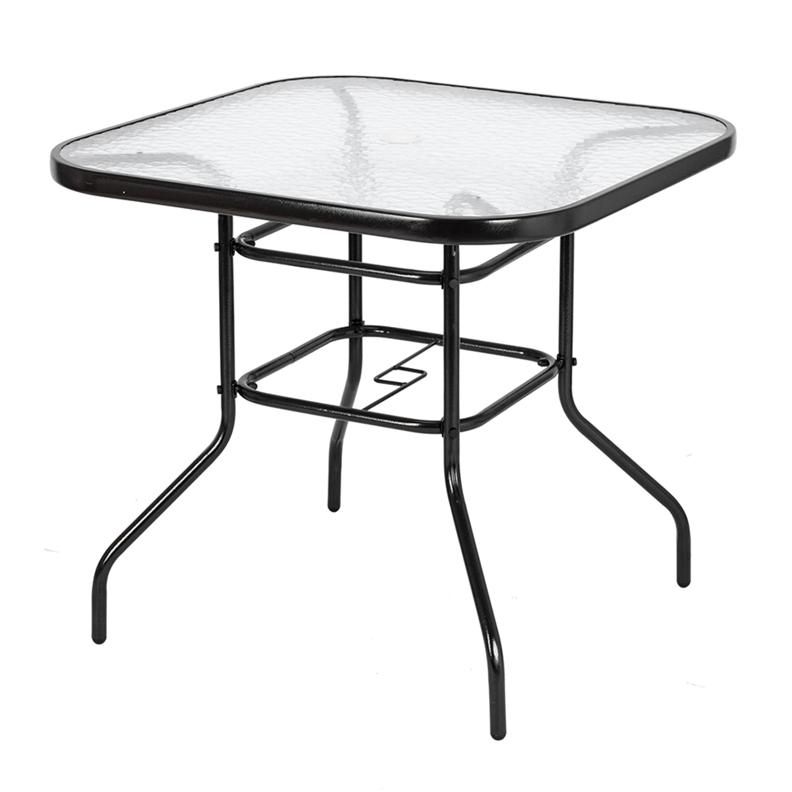 

Outdoor Square Toughened Glass Dining Table Yard Garden Patio High Bar Table Easy to Assemble Clean[US-Stock]