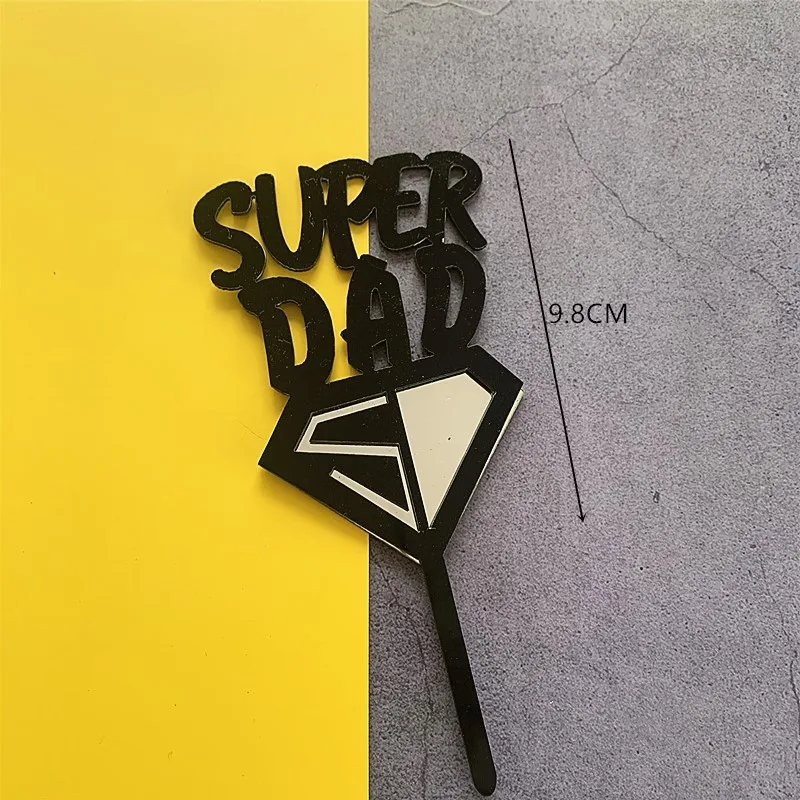 

1pcs/Lot Cake Topper Personalised Colorful Father's Day Cupcake Decoration Mirror Letter Dessert Toppers Heart Super Dad Gifts