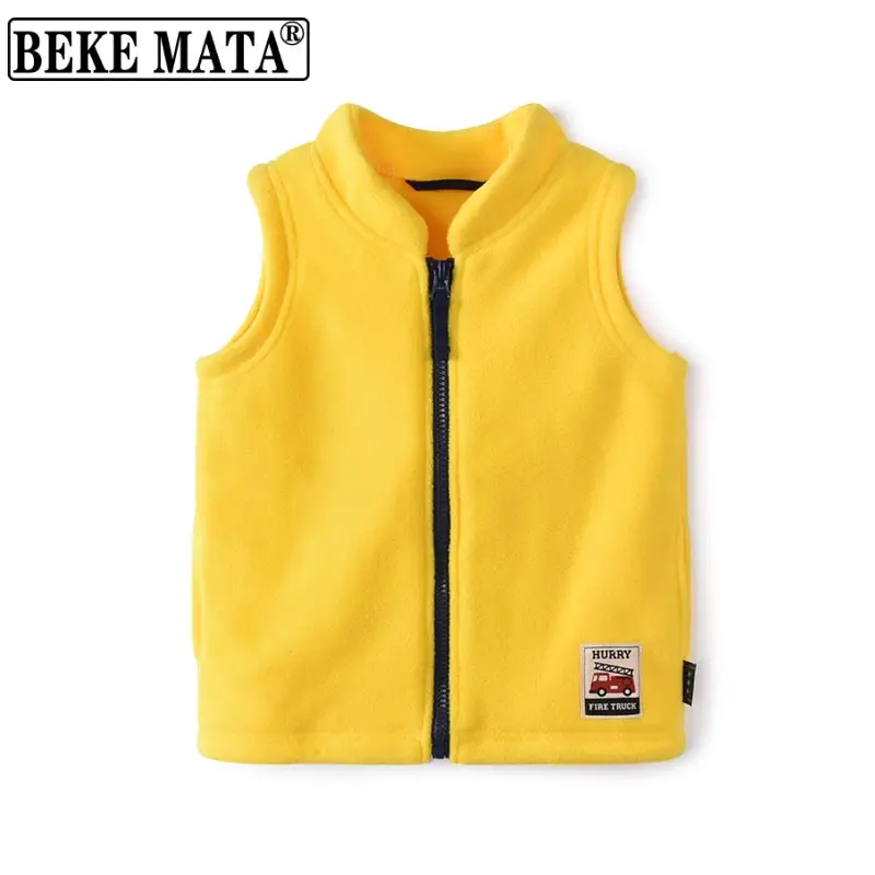 BEKE MATA Children's Vests Boys 2022 Spring Fleece Toddler Boy Vest Sleeveless Jacket For Kids Zipper Little Child Top Clothing