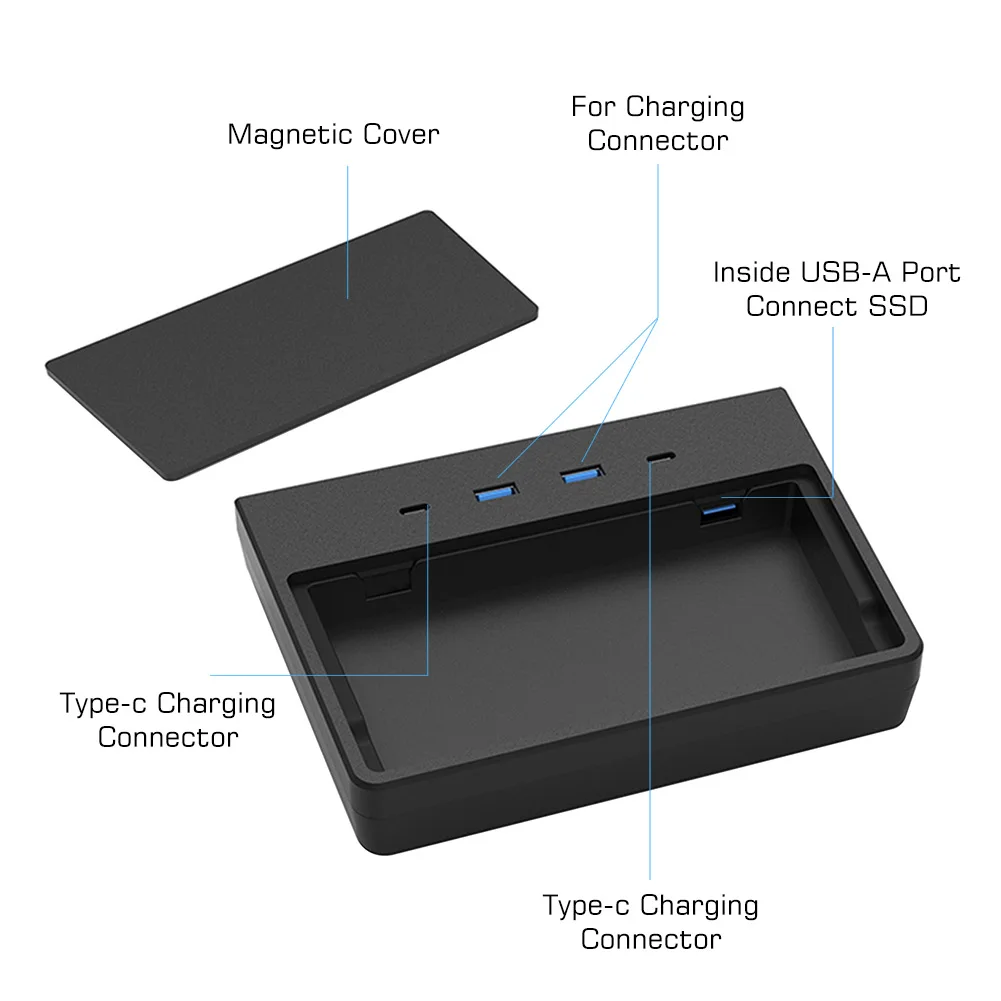 5 in 1 storage device center console expansion dock car organizer data transmission usb hub plug and play for tesla model 3 y free global shipping