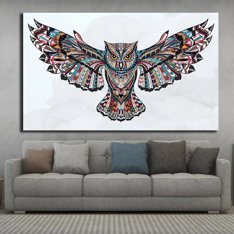 Картина маслом с изображением совы на холсте Настенная картина постеры для