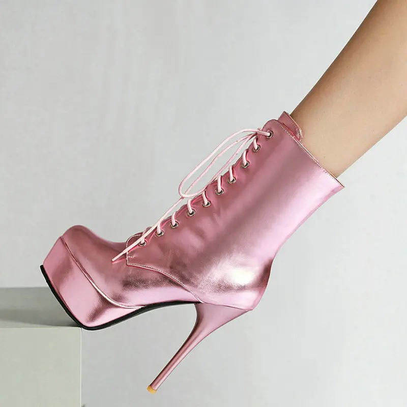 Женские ботинки Martin на молнии очень высоком каблуке с круглым носком платформе