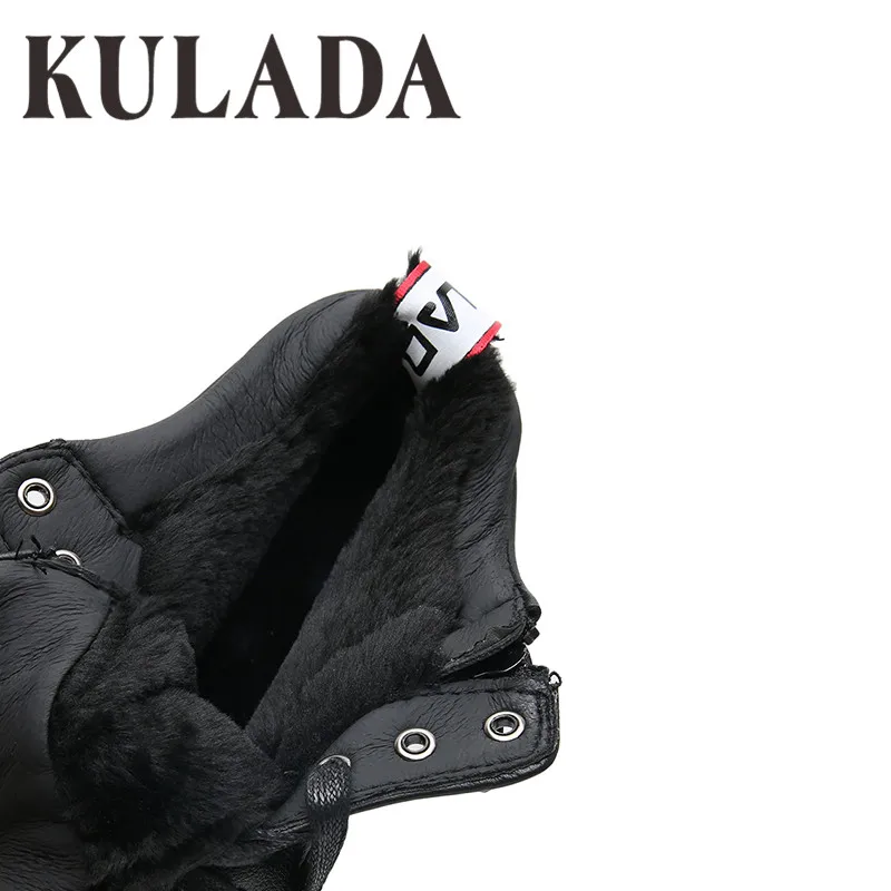 KULADA зимние ботинки высокого качества; мужские кожаные ботильоны; уличные рабочие ботинки ручной работы в винтажном стиле; мужская теплая обувь