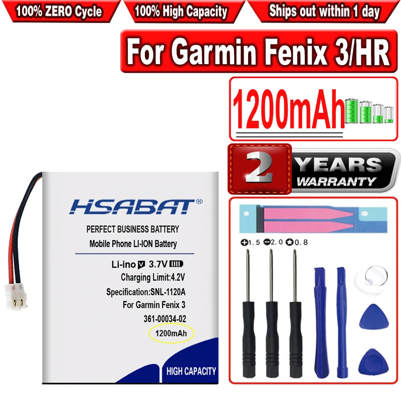 

HSABAT 1200mAh 361-00034-02 Battery For Garmin Fenix 3,Fenix 3 HR Fenix3 GPS sports watch