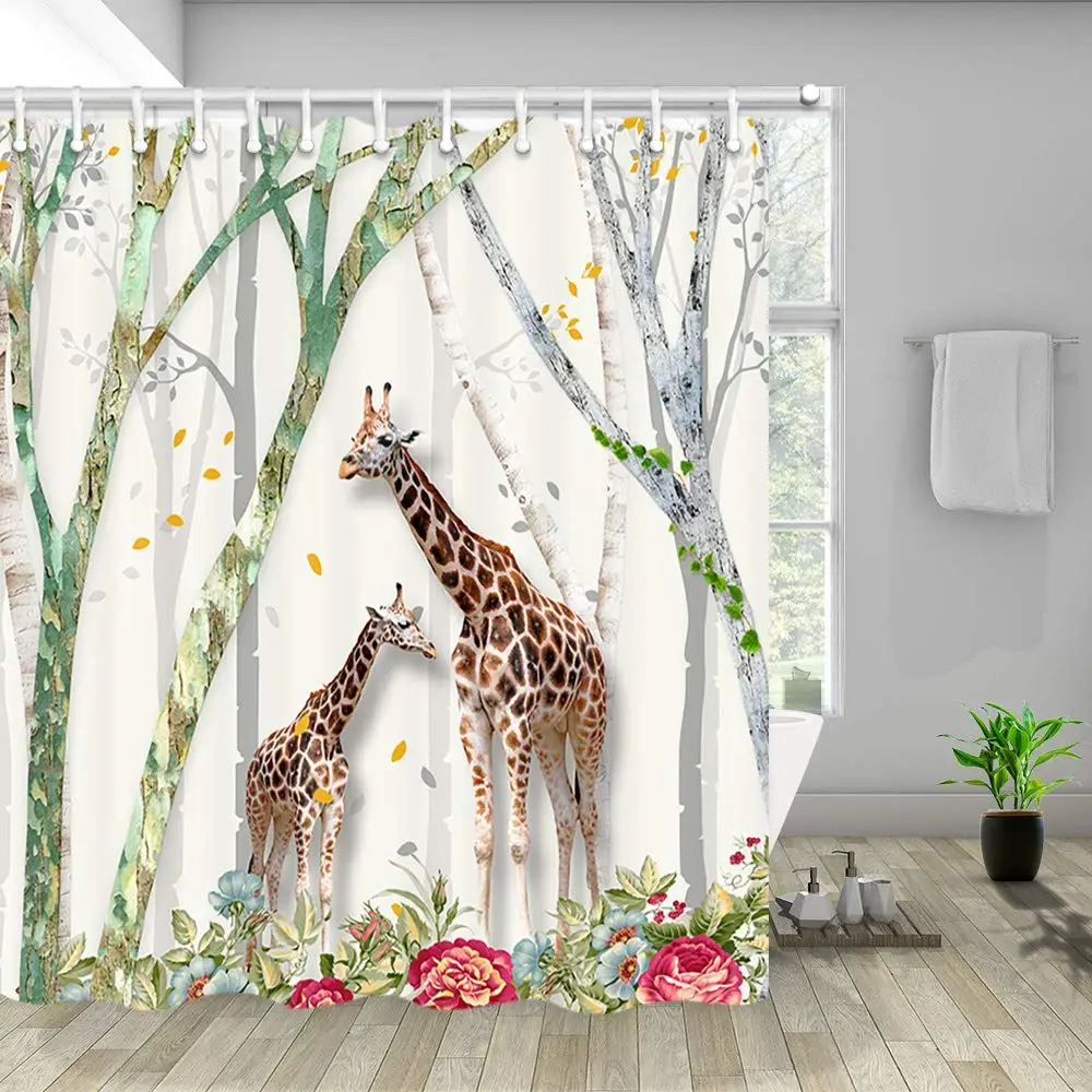 3D жираф лесное дерево цветы тема дикая природа африканские джунгли животные