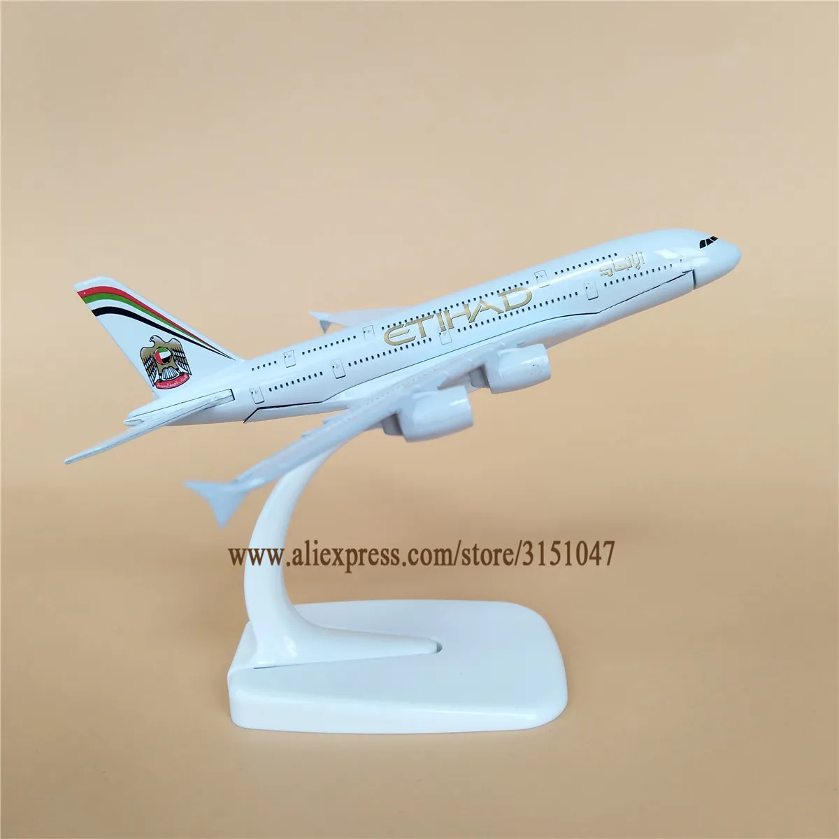 Модель самолета из металлического сплава для авиакомпании Etihad A380 модель аэробус