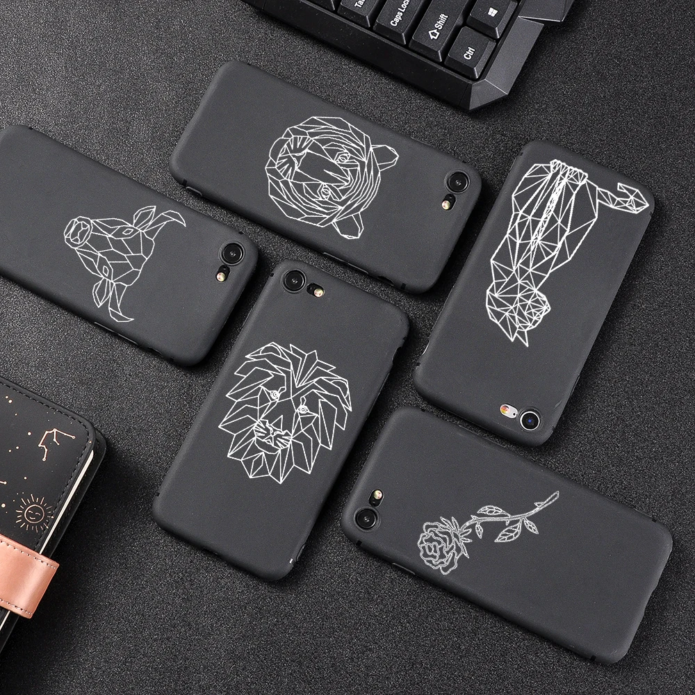 Черный и белый чехол для телефона с абстрактными кошками розами iphone 7 8 6 6s 11 Pro