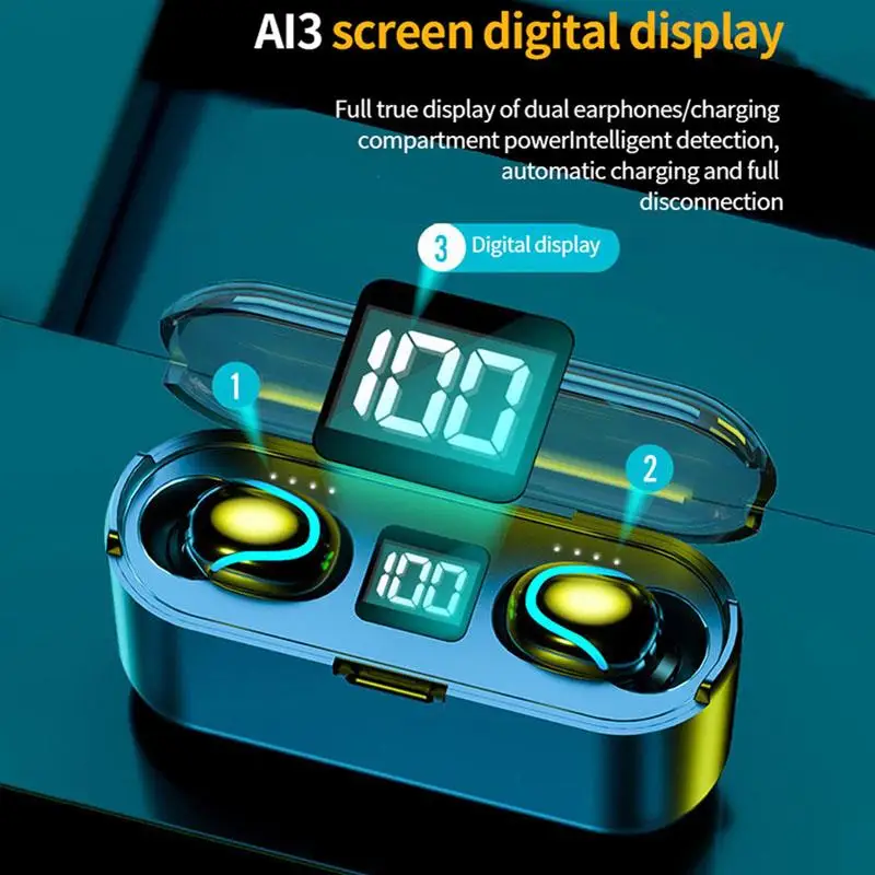 

TWS Bluetooth 5.0 Wireless Earphones Fingerprint Touch Noise Reduction Stereo Headset Sport Headphones Charging Case