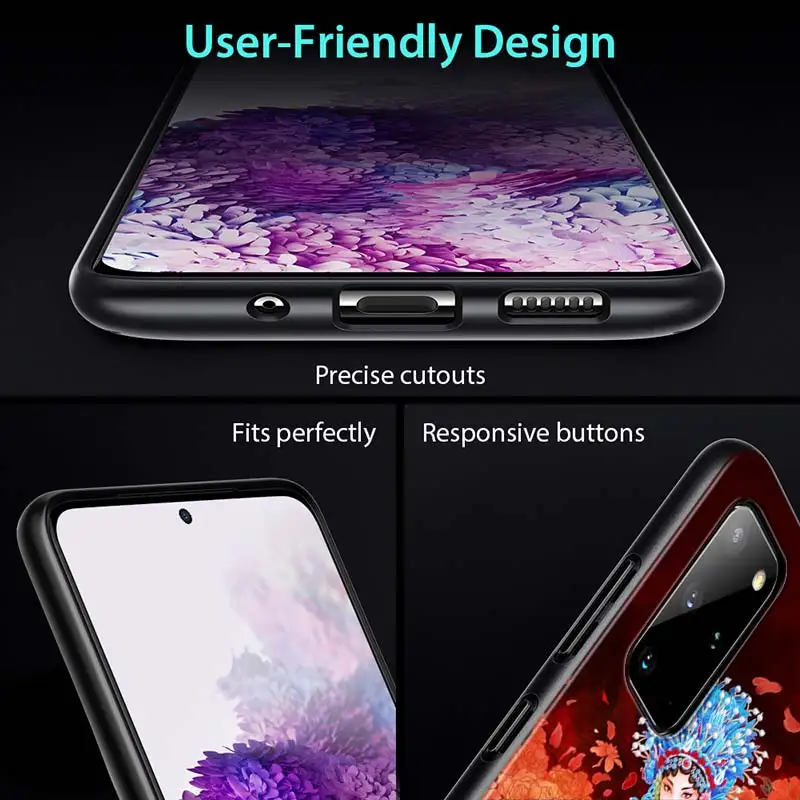

Chinese Opera Style for Samsung Note 20 S20 Ultra Plus A91 A71 A51 A41 A31 A21 A21S A11 A01 Bright Black Phone Case