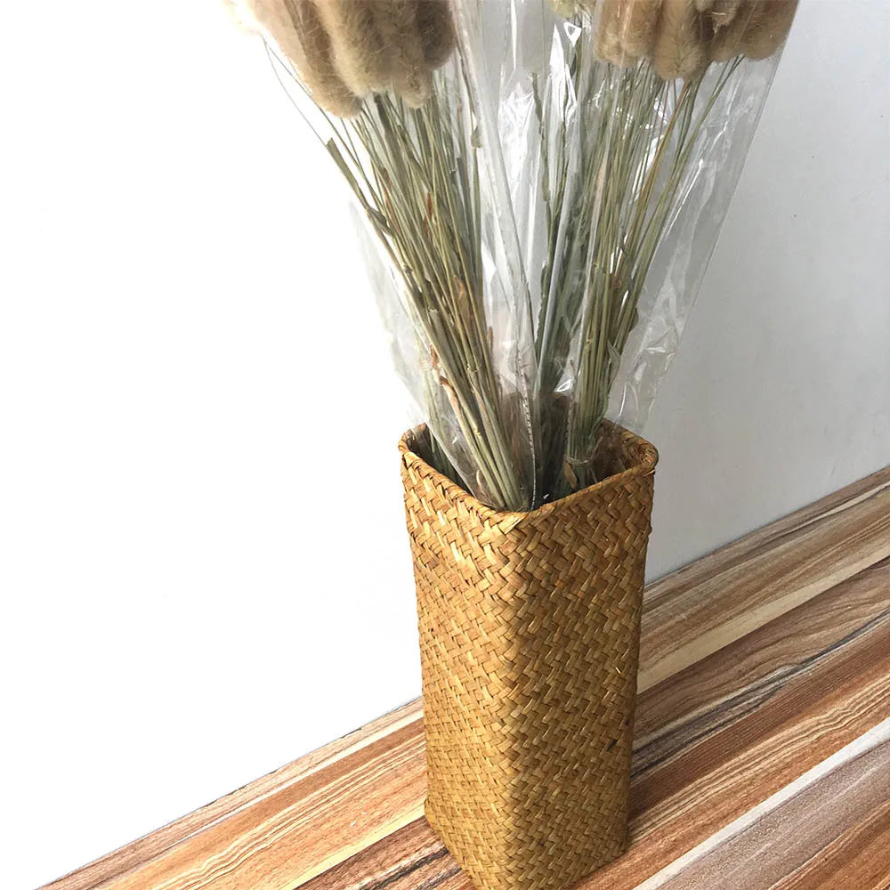 Ручная плетеная корзина из натурального водоросля садовая Цветочная ваза в