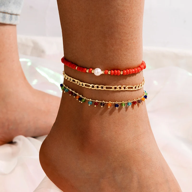 

Tocona Summer Colorful Seed Beaded Foot Chains for Women Charm Geometric Multilayer Cuban Chain Anklets Set Female Jewelry 17511