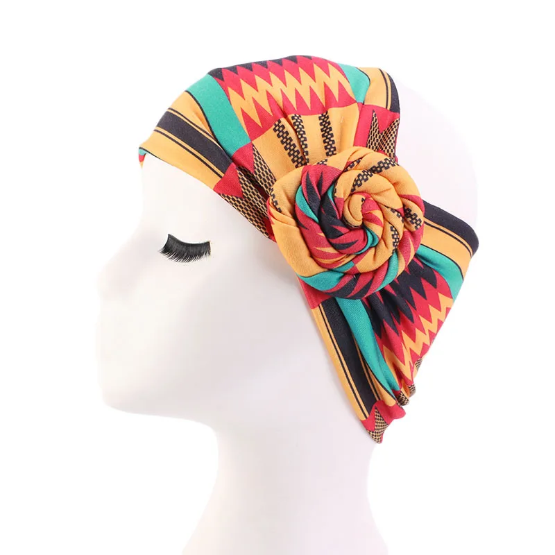 

New Hair Cap For Sleeping Swirl Flower Styling Wide Ladies Turban Donut Bandana Elastic Women's Shower Hat African Headband