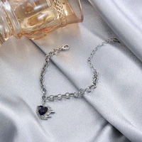 new ins style liquid texture purple love diamond bracelet female couple niche design sense versatile fashion bracelet vintage
