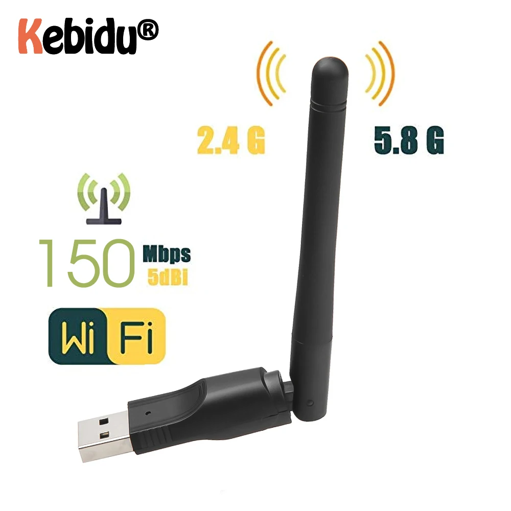 

kebidu Wireless Network Card WIFI USB Adapter MT7601 150Mbps USB 2.0 WiFi 802.11 b/g/n LAN Adapter with rotatable Antenna Newly