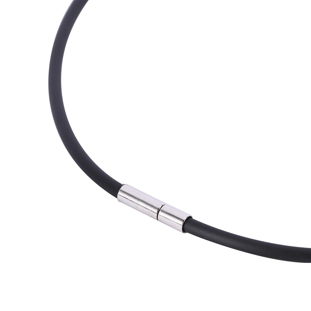 2 мм черный резиновый шнурок для ожерелья браслет с застежкой из нержавеющей