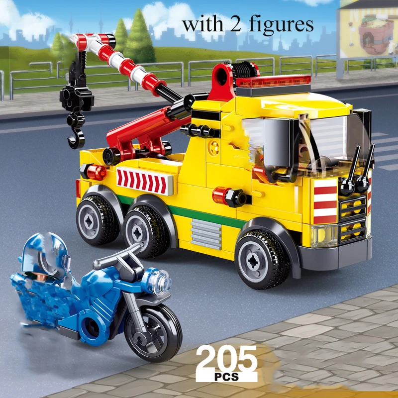 

City Engineering Series Car Building Blocks Tanker Trailer Crane Model Bricks Set DIY Educational Toys for Children Boys Gifts