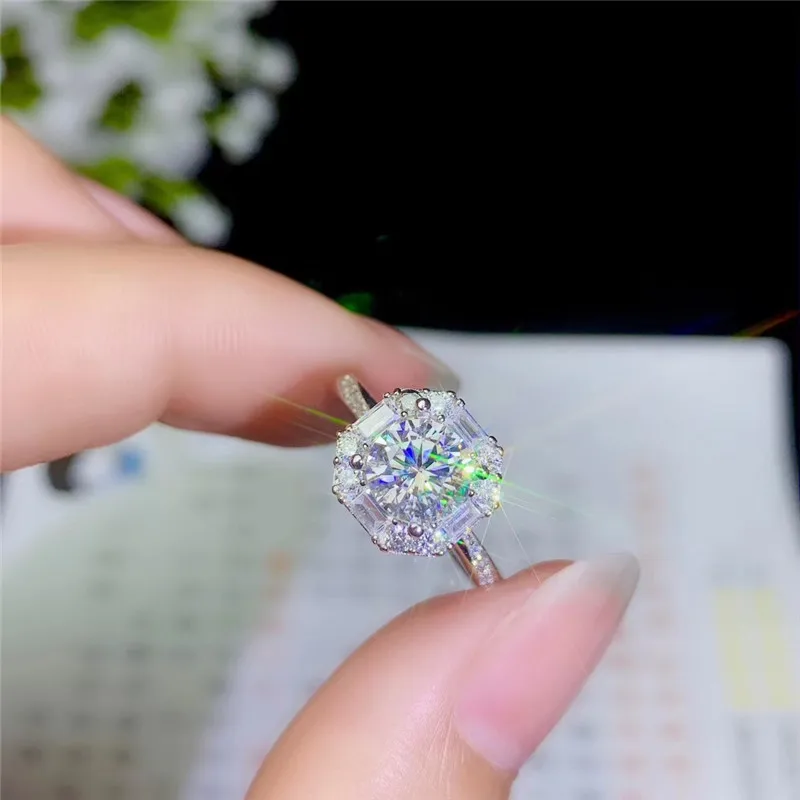 PROCOGE кольца с муассанитом 1ct 2ct 3ct VVS отличные женские кольца обручальные кольца для невесты кольца из стерлингового серебра 925 пробы ювелирные украшения#669