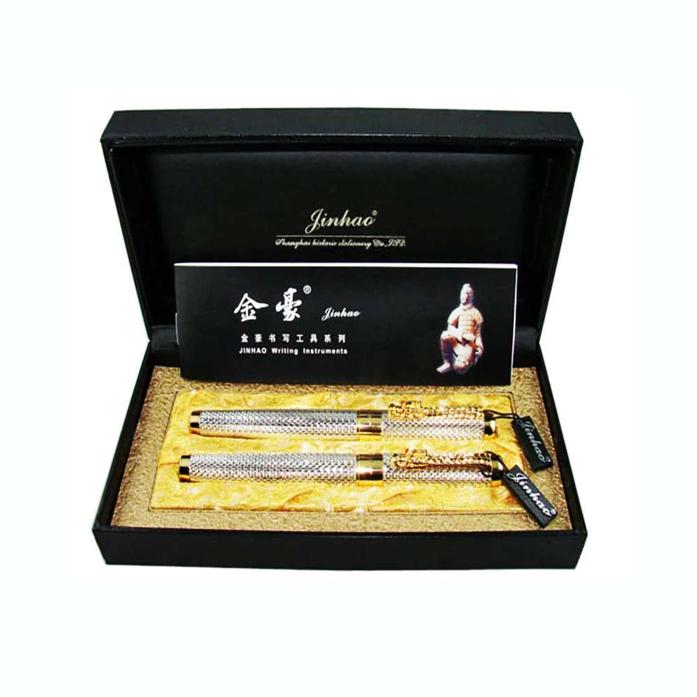 Jinhao 1200 винтажная Роскошная серебристая металлическая перьевая ручка и шариковая