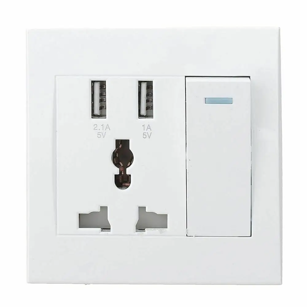 Зарядное устройство с двумя usb портами DC 5 В 2.1A адаптер AC110V 250V 10A электрическая
