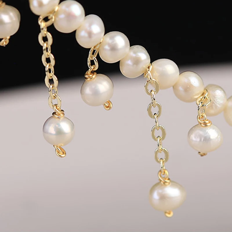 Элегантное ожерелье из натурального пресноводного жемчуга для невесты