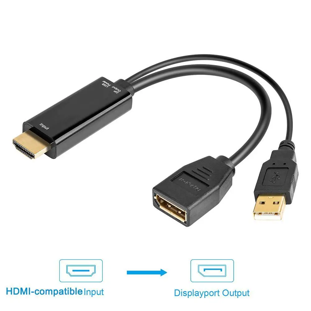 

2021 NEW 4K USB Powered HDMI-compatible Male to DP Devices Display Converter Adapter Female Port W8H4