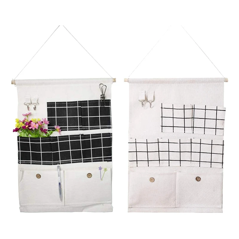 

2 Packs over the Door Hanging Storage Bag with 7 Pockets & 2 Hook,Waterproof Organizer Bag for Bedroom Bathroom Closet
