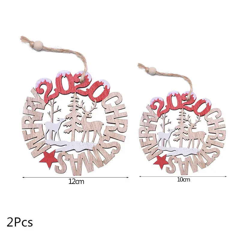 Multi Style Christmas Wooden Pendant Creative Wood Craft Ornaments DIY Chriatmas Tree Hanging Decoration Xmas Gift Supplies - Цвет: 2Pcs-352-B01