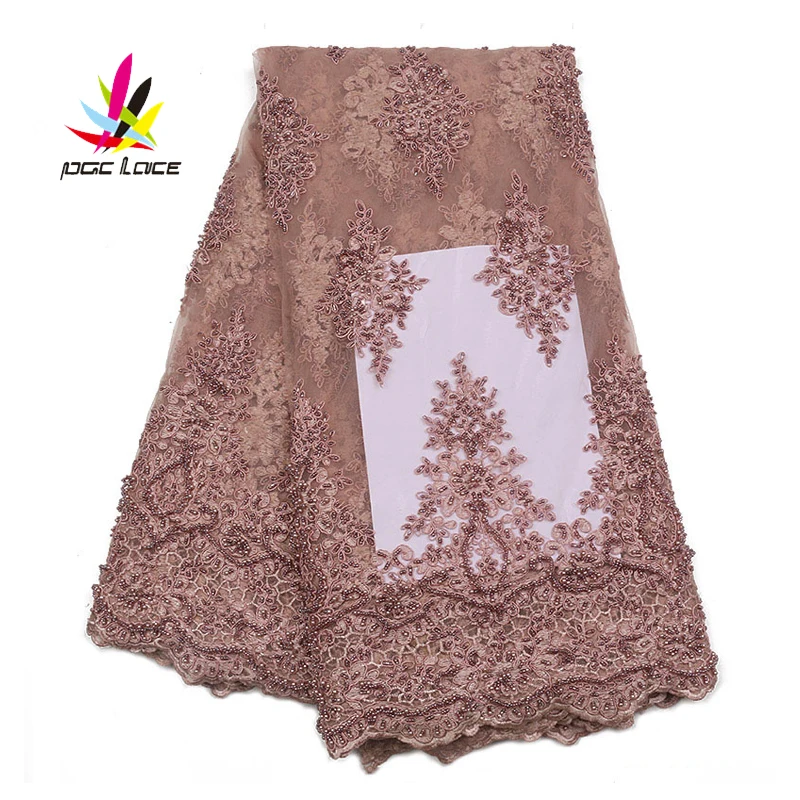 Высококачественная французская кружевная ткань ручной работы с бусинами 2018