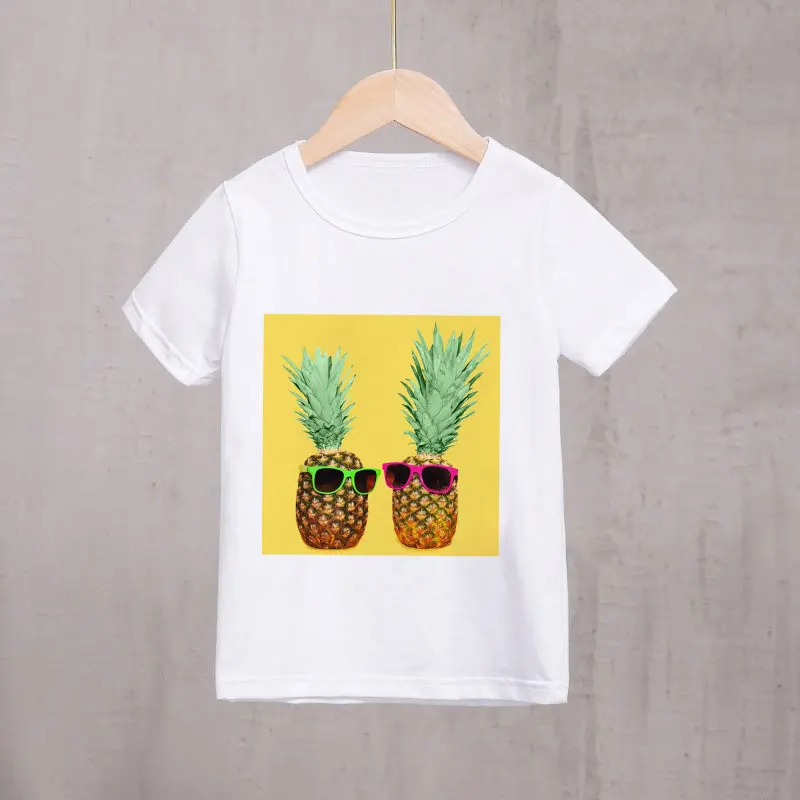 Детская футболка с забавными фруктами и принтом ананасов круглым вырезом