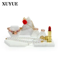 home decoration storage tray jewelry props spot new jewelry display rack marble ring necklace jewelry display white set