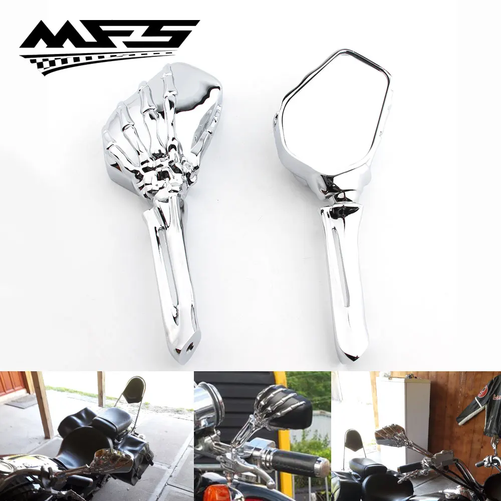 Универсальные мотоциклетные зеркала зеркало заднего вида с черепом и скелетом