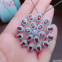 kjjeaxcmy fine jewelry 925 pure silver inlaid natural garnet girl new pendant necklace classic clavicle chain support test