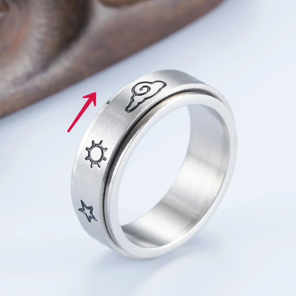 

Megin D New Casual Simple Rotatable Sun Wind Rain Moon Titanium Steel Couple Rings for Men Women Friend Fashion Gift Jewelry