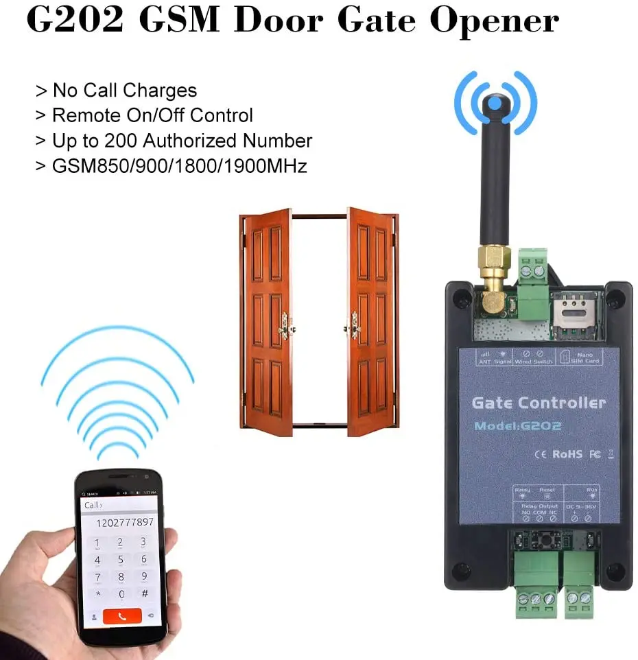 

GSM gate opener remote control door controller G202 single relay switch for sliding swing garage Gate Opener ( replace RTU5024 )